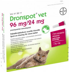 DRONSPOT VET 96/24 mg paikallisvaleluliuos (suurille kissoille)2x1,12 ml